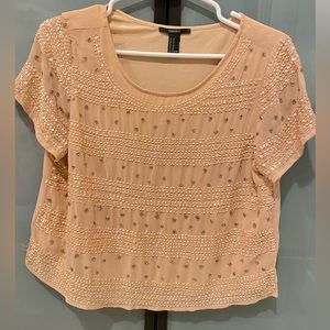 Peach top with sparkly beads